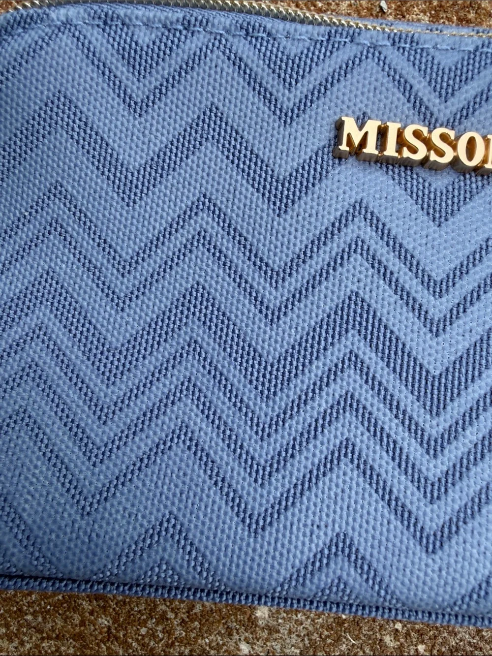 Missoni Blue Chevron Zip Cosmetic Case